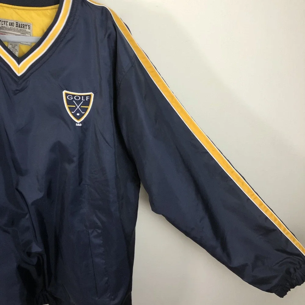 Steve & Barry's Golf Lined Windbreaker Sweatshirt Jacket Mens M Navy Gold S&B